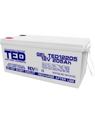 Acumulator VRLA 12V 205A GEL Deep Cycle 525mm x 243mm x h 220mm M8 TED Battery Expert Holland TED003522 (1)