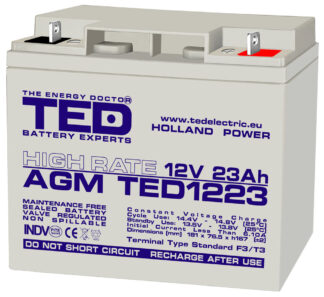 Acumulator AGM VRLA 12V 23A High Rate 181mm x 76mm x h 167mm F3 TED Battery Expert Holland TED003348 (2)