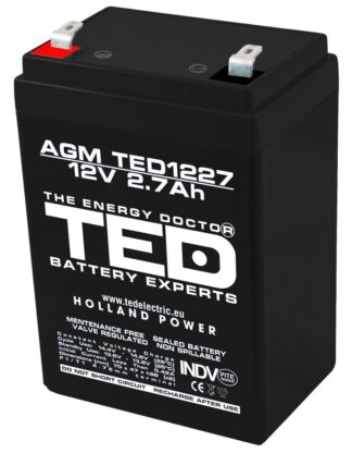 Acumulator AGM VRLA 12V 2,7A dimensiuni 70mm x 47mm x h 98mm F1 TED Battery Expert Holland TED003119 (20)