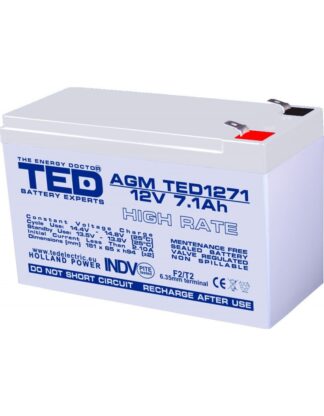 Acumulator AGM VRLA 12V 7,1A High Rate 151mm x 65mm x h 95mm F2 TED Battery Expert Holland TED003300 (5)