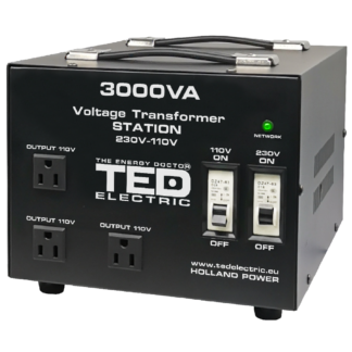 Transformator 230-220V la 110-115V 3000VA/2400W cu carcasa TED000248