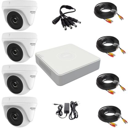 Sistem de supraveghere 4 camere Hikvision, seria Hiwatch, FULL-HD, Infrarosu 20 metri, accesorii incluse, vizualizare live gratuită prin aplicația mobilă [1]