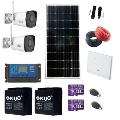 Kit supraveghere Panou solar 170W, camera Wi-Fi IP 2MP, Smart IR 30M, card de 128GB,  acumulatori 12V, Router Wireless Huawei 4G, accesorii [1]