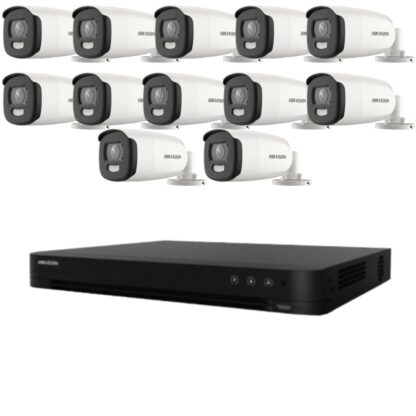 Kit de supraveghere Hikvision 12 camere 5MP ColorVu, Color noaptea 40m, DVR cu 16 canale 8MP [1]