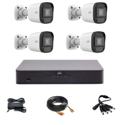 Kit de supraveghere Uniview cu 4 camere 5 Megapixeli, Infrarosu 20M, DVR Hibrid cu 4 canale 5MP, accesorii [1]