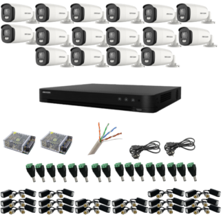 Kit de supraveghere cu 16 camere, 5 MP, ColorVu, Color noaptea 40m, DVR cu 16 canale 8MP, accesorii