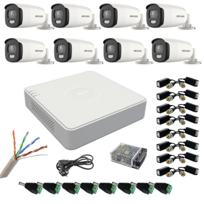 Kit de supraveghere cu 8 camere 5 MP, ColorVu, Color noaptea 40m, DVR cu 8 canale 8MP, accesorii [1]