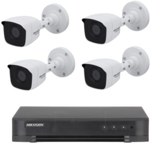 Sisteme supraveghere Analog - Kit de supraveghere Hikvision cu 4 camere, 5 Megapixeli, Infrarosu 20m, Lentila 2.8mm,