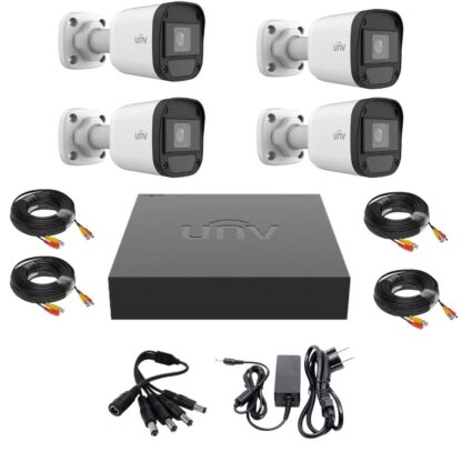 Sistem de supraveghere Uniview, 4 camere de 2 Megapixeli, Infrarosu 20M, DVR Hibrid cu 4 canale 2MP, Accesorii [1]