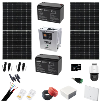 Sisteme si panouri solare - Kit complet Fotovoltaic Monocristalin, Acumulatori 12V 100AH, Invertor 1800W + CADOU Camera de supraveghere IP, Color Noaptea 30m, lentila 2.8mm si Router 4G