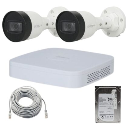 Sistem supraveghere Dahua 2 camere exterior, IP, 2MP, IR 30M, PoE, Bullet, NVR 4 canale, 12MP [1]