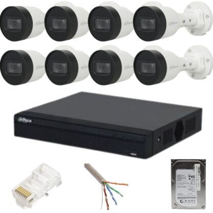 Sistem supraveghere Dahua 8 camere exterior, IP, 2MP, IR 30M, PoE, Bullet, NVR 8 canale, PoE [1]