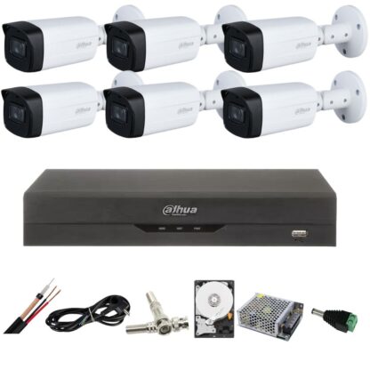 Sistem de supraveghere Dahua cu 6 camere 5 MP IR 80M lentila 3.6MM Starlight, DVR Dahua 8 canale 8MP Hard Accesorii incluse [1]