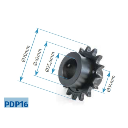 Pinion 16 dinti, pentru motoarele portilor sectionale - MOTORLINE PDP16 [1]