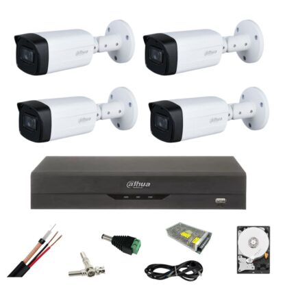 Kit supraveghere  Dahua 4 camere Starlight 5 MP, IR 80 m DVR 5MP, aceesorii Hard 1TB [1]