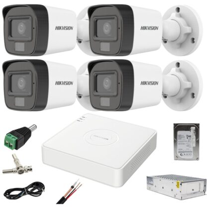 Sistem supraveghere Hikvision 4 camere 2MP Dual Light WL 20m IR 25m DVR 4MP AcuSense cu accesorii incluse HDD 500GB [1]