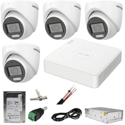 Sistem supraveghere Hikvision 4 camere 2MP Dual Light WL 20M IR 30M DVR 4MP AcuSense cu accesorii incluse HDD 500GB [1]