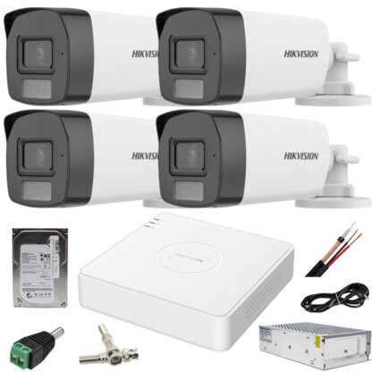 Sistem supraveghere Hikvision 4 camere 2MP Dual Light IR 40m WL 40m DVR 4MP AcuSense cu accesorii incluse HDD 500GB [1]