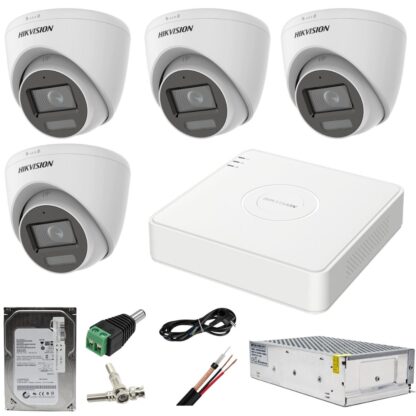 Sistem supraveghere Hikvision 4 camere 2MP Dual Light WL 20m IR 40m DVR 4MP AcuSense cu accesorii incluse HDD 500GB [1]