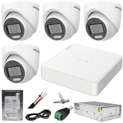 Sistem supraveghere Hikvision 4 camere 5MP Dual Light IR 30m WL 20m DVR 4MP AcuSense cu accesorii incluse HDD 500GB [1]