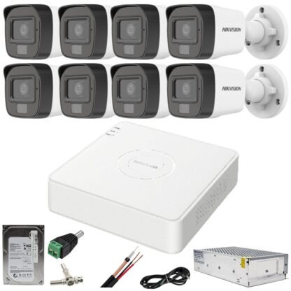 Sistem supraveghere Hikvision 8 camere 2MP cu audio Dual Light IR 25m WL 20m DVR 4MP cu accesorii incluse HDD 1TB [1]