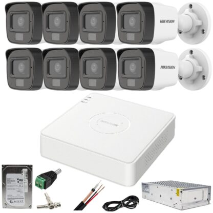 Sistem supraveghere Hikvision 8 camere 2MP Dual Light IR 30m WL 20m DVR 4MP cu accesorii incluse HDD 1TB [1]