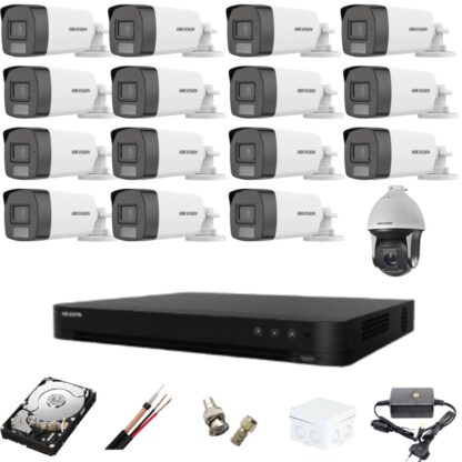 Sistem supraveghere mixt 16 camere Hikvision Dual Light DVR AcuSense 8 MP cu accesorii incluse HDD 4TB [1]