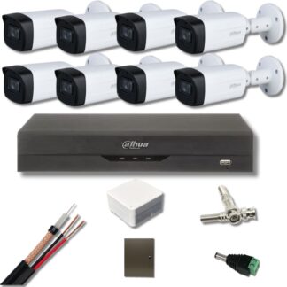 Kit supraveghere Dahua 8 camere 5 Megapixeli Starlight IR 80M DVR 8 canale 8 Megapixeli, Accesorii incluse