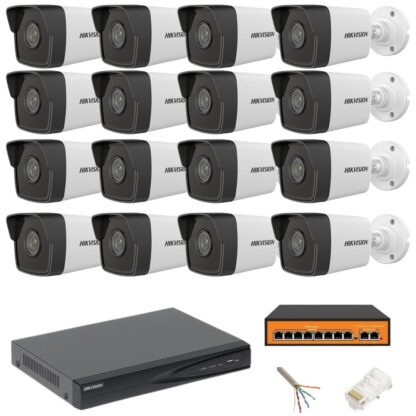 Sistem supraveghere 16 camere Hikvision IP 4MP NVR 4K 16 canale 8MP accesorii [1]