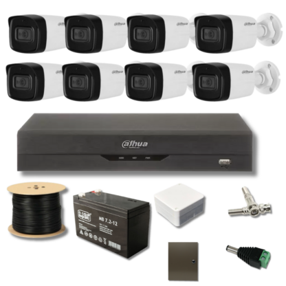 Kit supraveghere Dahua 8MP IR 80m Microfon DVR pentabrid cu 8 canale Recunoastere faciala Functii AI, Acumulator, Accesorii incluse [1]