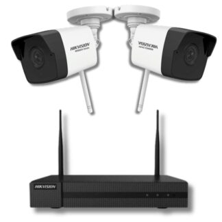 Kit supraveghere Hikvision seria HiWatch 2 camere IP Wi-Fi 2 Megapixeli, IR 30m Microfon SD card, NVR 4 canale 6 Megapixeli