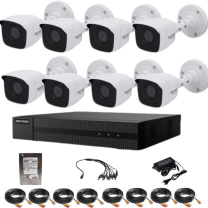 Kit supraveghere Hikvision seria HiWatch 8 camere 5 Megapixeli IR 20m DVR 8 canale Hard 1TB Accesorii incluse [1]