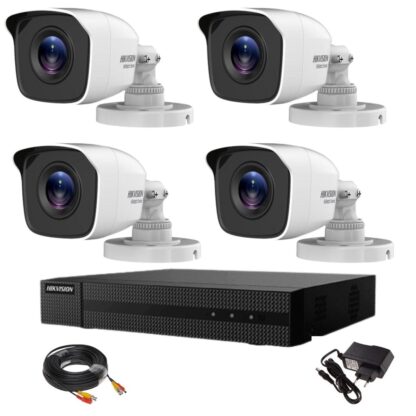 Kit supraveghere Hikvision Full HD 4 camere exterior seria Hiwatch, IR 20m, DVR si accesorii [1]