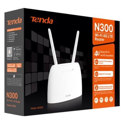 Router LTE 4G Wireless 2 x 10/100 Mbps, SIM, 802.11 b/g/n 2.4Ghz, 300Mbps - TENDA TND-4G06C [1]