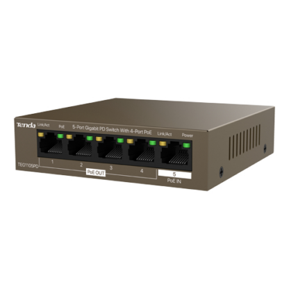 Switch 4 porturi PoE OUT, 1 port PoE IN, Gigabit - TENDA TND-TEG1105PD [1]