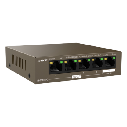 Switch 4 porturi PoE OUT, 1 port PoE IN, Gigabit - TENDA TND-TEG1105PD [1]