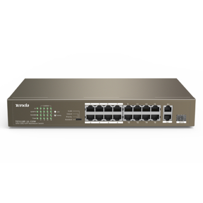 Switch 16 porturi PoE 10/100 Mbps, 2 port RJ45 Gigabit, 1 port SFP Gigabit - TENDA TND-TEF1118P-16-150W-V30 [1]