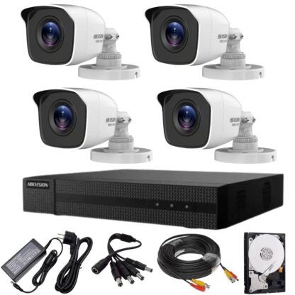 Sistem supraveghere Hikvision seria HiWatch 4 camere 5MP IR 20m DVR 4 canale cu accesorii si HDD 500GB inclus [1]