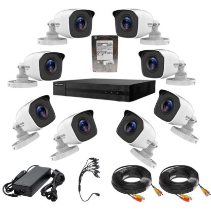 Kit supraveghere Hikvision seria HiWatch 8 camere 5 Megapixeli IR 20M Lentilă 2.8mm DVR TurboHD 8 canale HDD  1TB Accesorii [1]