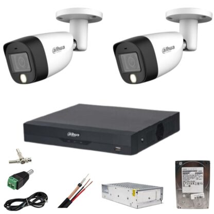 Sistem supraveghere Dahua 2 camere 5MP Dual Light IR 20m WL 20m DVR 4 canale cu accesorii si HDD 500 GB incluse [1]