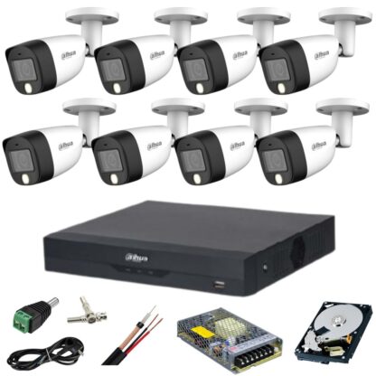 Sistem supraveghere Dahua 8 camere 5MP Dual Light IR 20m WL 20m DVR 8 canale cu accesorii si HDD 2TB incluse [1]