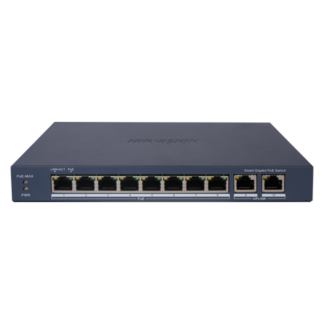 Switch 8 porturi PoE Gigabit, 2 porturi Gigabit, Smart Management - Hikvision DS-3E1510P-EI