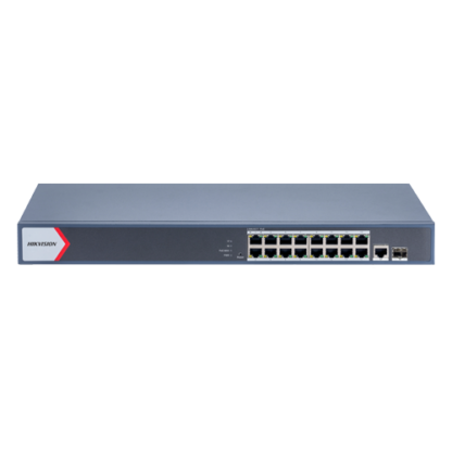 Switch 16 porturi PoE Gigabit, 1 port RJ45 Gigabit, 1 port SFP Gigabit, Smart Management - Hikvision DS-3E1518P-EI-M [1]