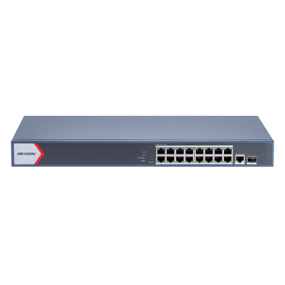 Switch 16 porturi PoE Gigabit, 1 port RJ45 Gigabit, 1 port SFP Gigabit, Smart Management - HIKVISION DS-3E1518P-EI [1]