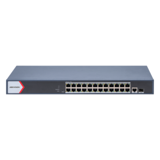 Switch 24 porturi PoE Gigabit, 1 port RJ45 Gigabit, 1 port SFP Gigabit, Smart Management - Hikvision DS-3E1526P-EI