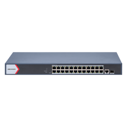 Switch 24 porturi PoE Gigabit, 1 port RJ45 Gigabit, 1 port SFP Gigabit, Smart Management - Hikvision DS-3E1526P-EI [1]