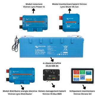 Pachet 8 x Baterie Smart LiFePO4, Victron BAT524120610, BMS, capacitate stocare 40 kWh