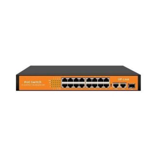 Switch PoE 16x10/100 + 2x100/1000Mbps + 1xSFP, 250m, max 300W - BestNPS NPS16F2G1G