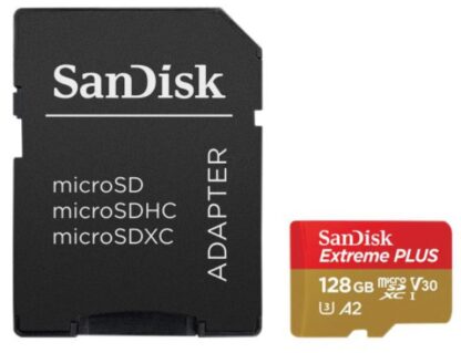 Card de Memorie Micro Secure Digital Card SanDisk Extreme PLUS, 128GB, Clasa 10, R/W speed: up to 100MB/s/ 90MB/s, include adaptor SD (pentru telefon) [1]