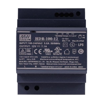 Sursa de alimentare in comutatie, 12V / 7.1A, sina DIN - MEAN WELL HDR-100-12 [1]